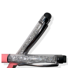 Load image into Gallery viewer, Closeup image of Free Gift With Purchase: Dolls In Training branded pen to use with your journal...crystal barrel and stylus tip for use with mobile devices