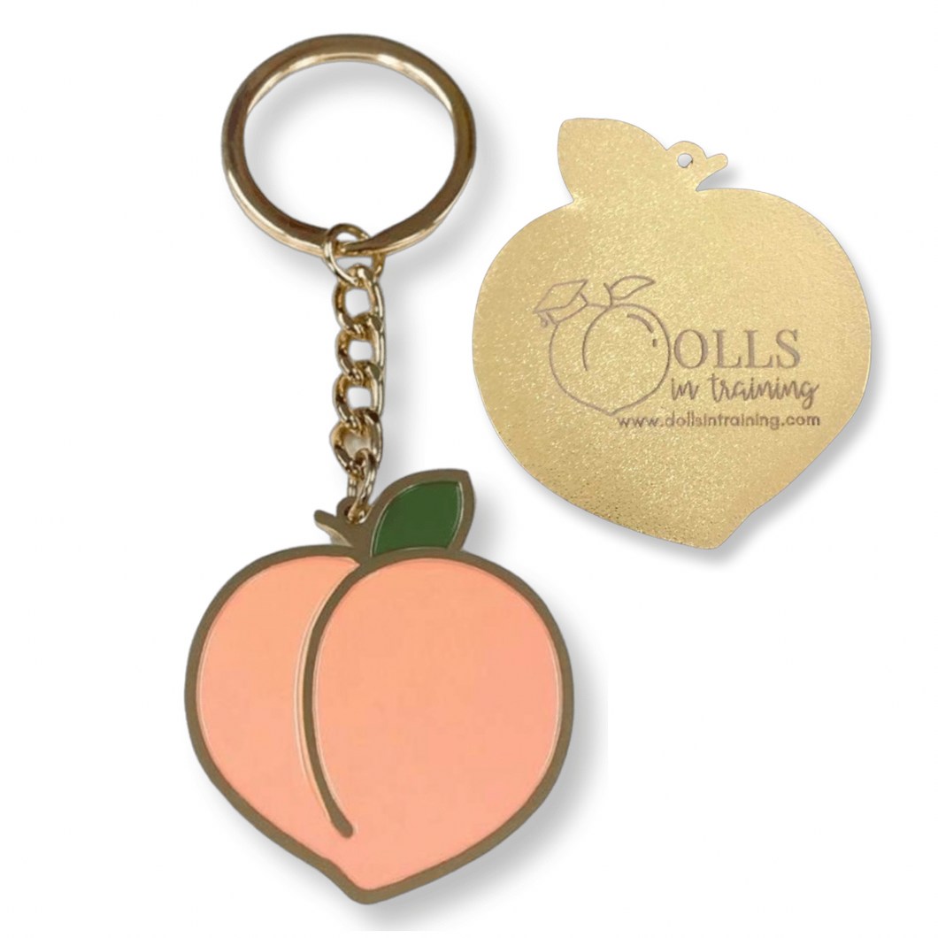 Gold Enamel Peach Keychain 🍑